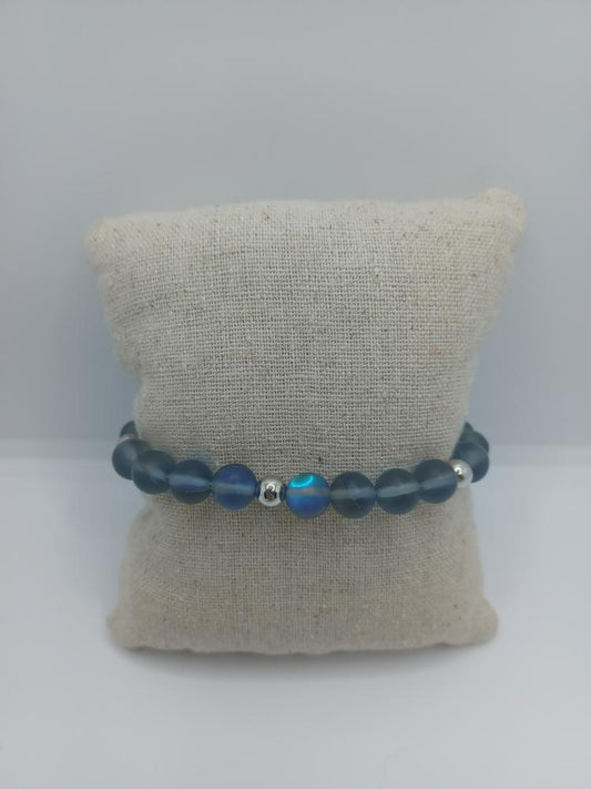 Blue Oil Spill Beaded Bracelet