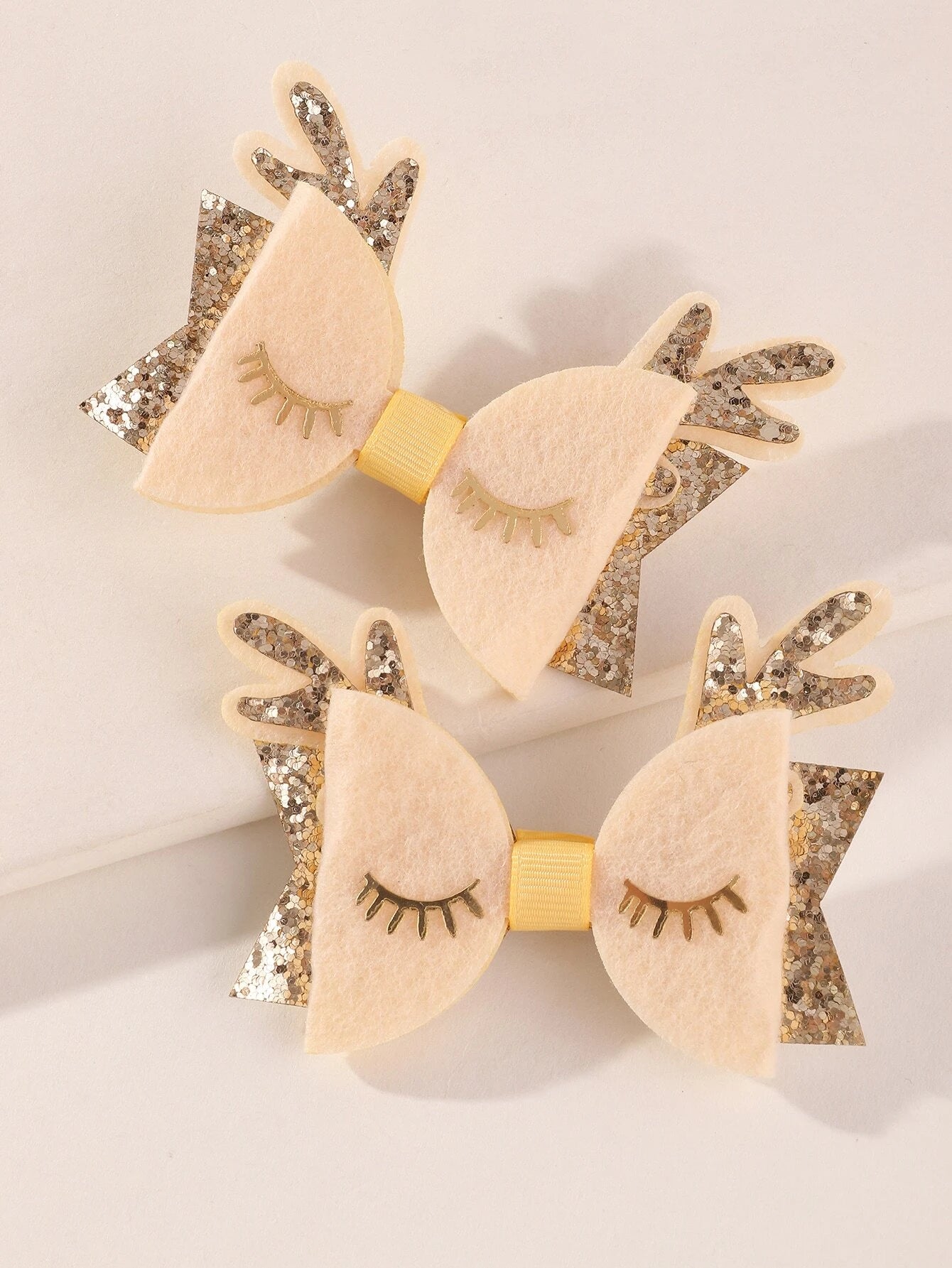 Sleeping Owl Glitter Hair Bow Set