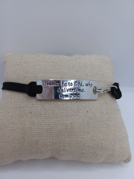 Thanks Be to God, who Delivers Me Rom 7:25 Inspirational Bracelet