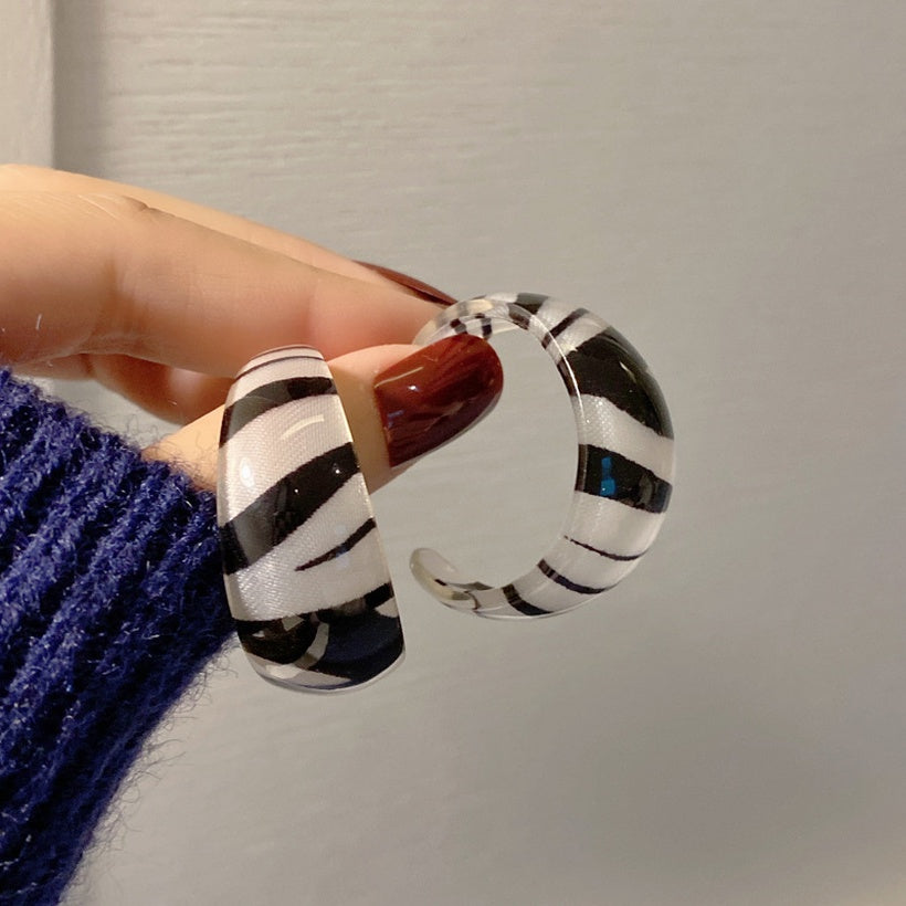 Zebra Acrylic Hoop Earrings