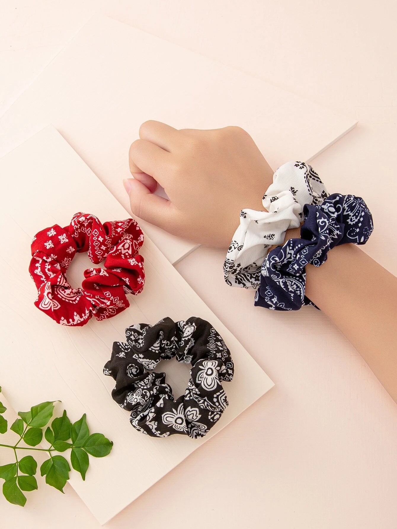 Bandana/Paisley Print Scrunchie Set