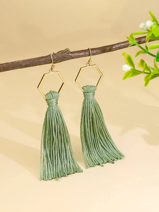 Green Tassel Earrings