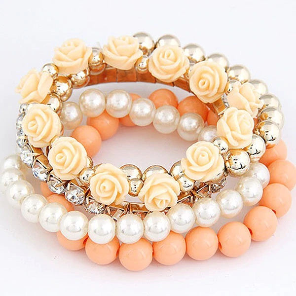 Peach Rose Bracelet Set