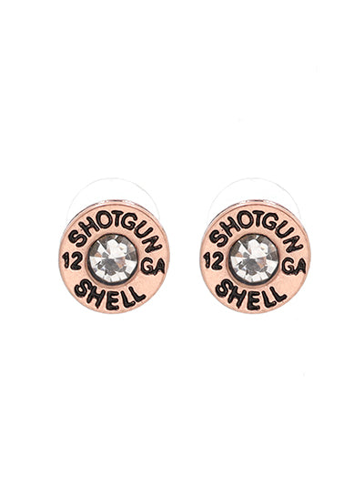 Copper Shotgun Shell Earrings w/ Rhinestones