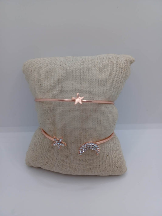 Star & Moon Rose Gold Bracelet Set