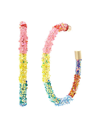 Rainbow Glitter Hoop Earrings