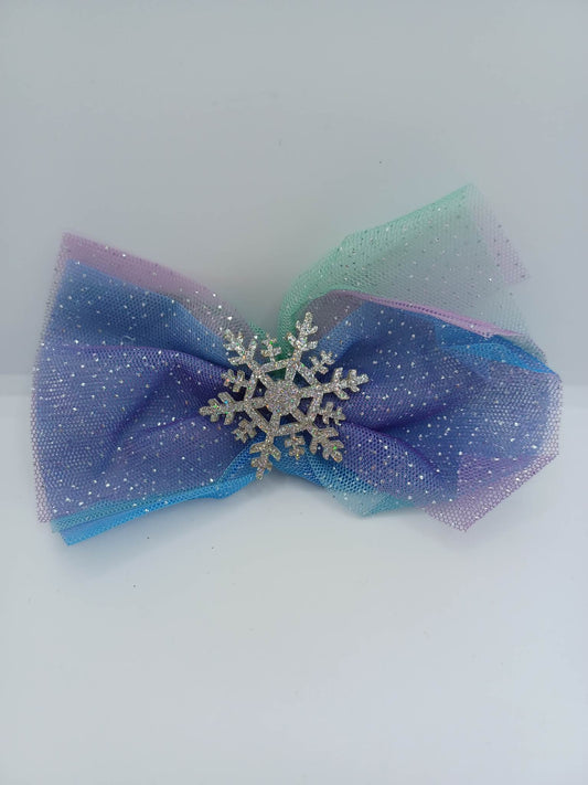 Blue & Purple Hair Accessory w/ Glitter Snowflake