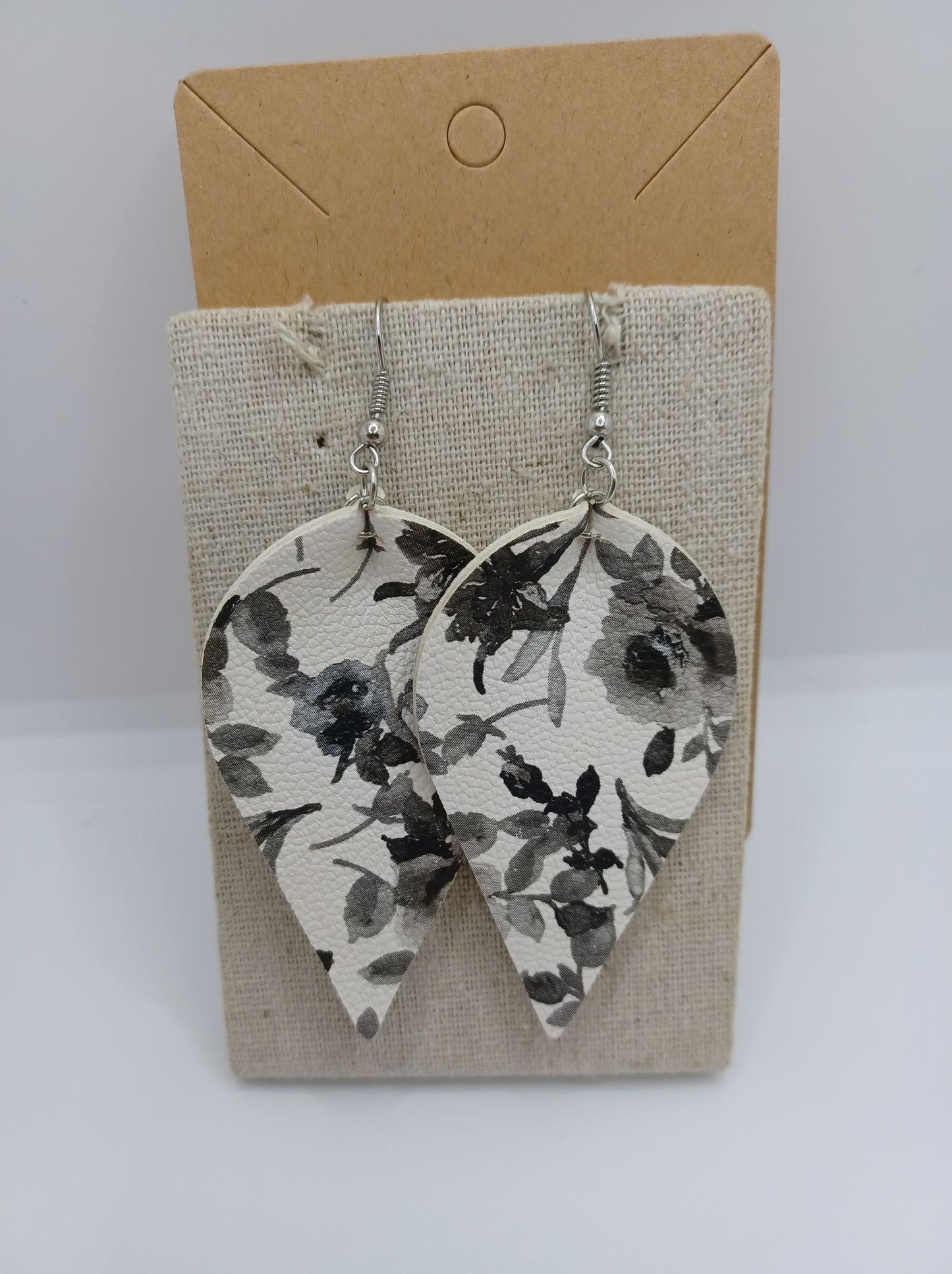Leather Style Reverse Teardrop Earrings