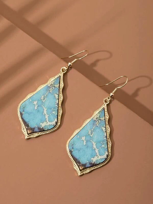Geometric Earrings with Marble Design