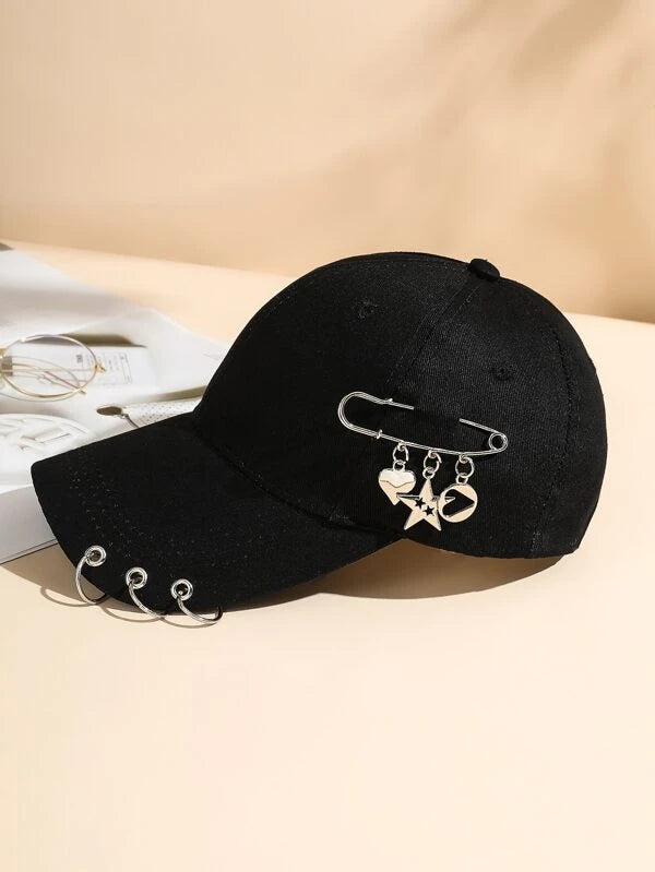 Black Hat with Silver Embellishments