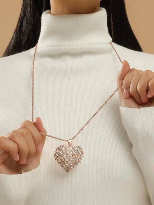 Rhinestone Heart Pendant Necklace