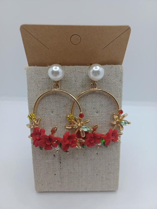 Red Flower Earrings