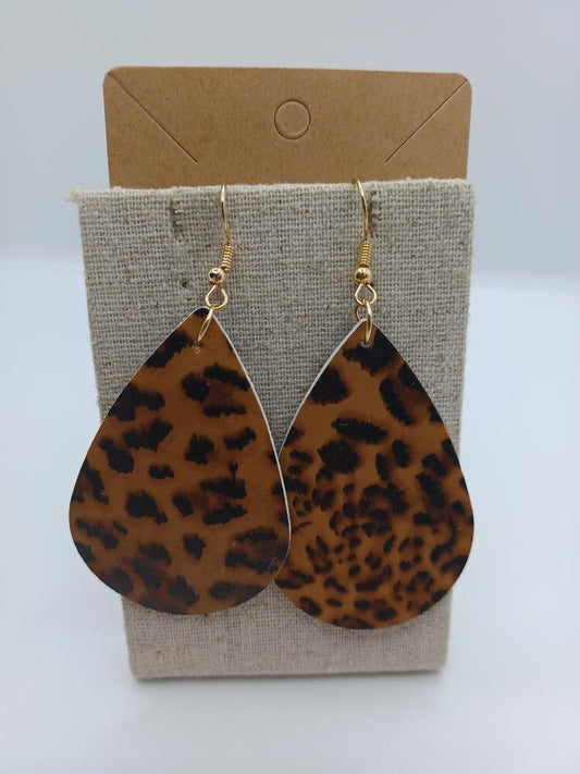 Dark Brown Leopard Earrings