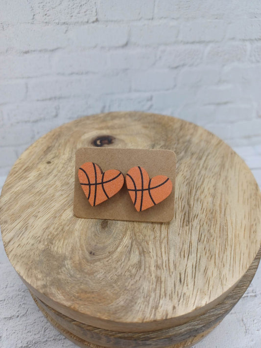 Heart Shaped Basketball Earrings