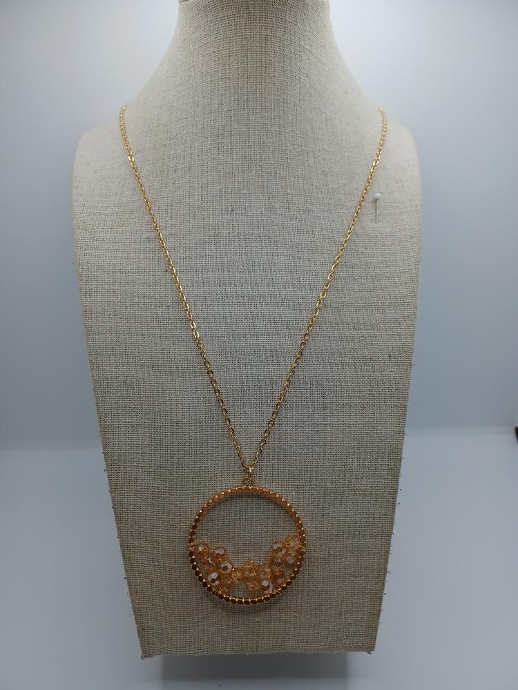 Gold Necklace w/ Champagne Floating Rhinestones