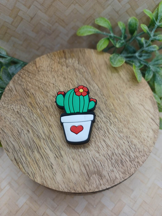 Green Cactus in Heart Pot Shoe Charm Accessory