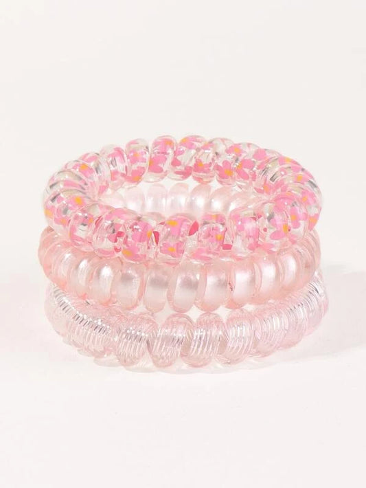 Pink Flower Hair Ties