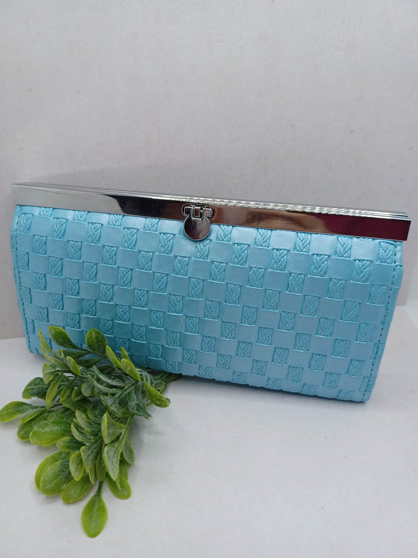 Blue Embossed Style Clutch