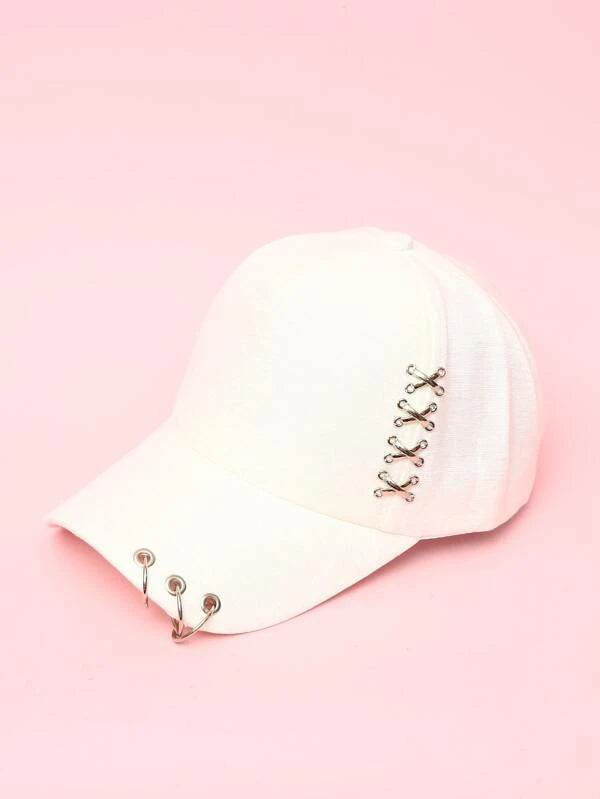 White Hat with Silver Embellishments