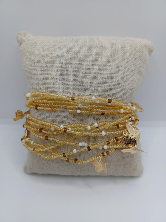 Gold Seabeaded Butterfly Bracelet/Anklet Stack