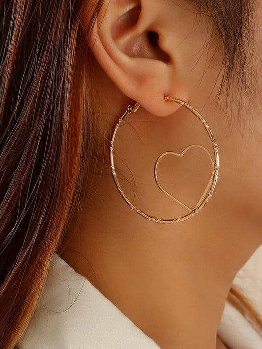 Textured Heart Hoop Earrings