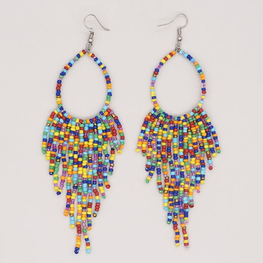 Multicolored Seabeaded Teardrop Earrings
