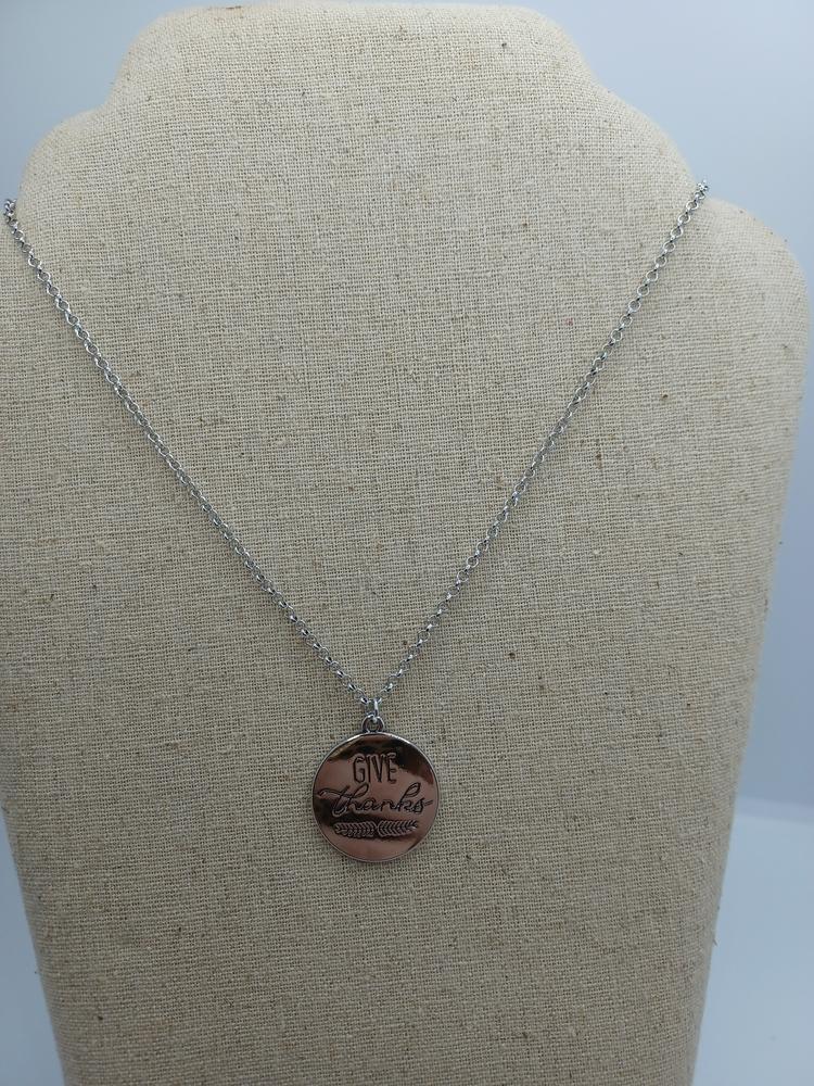 Silver "Give Thanks" Necklace