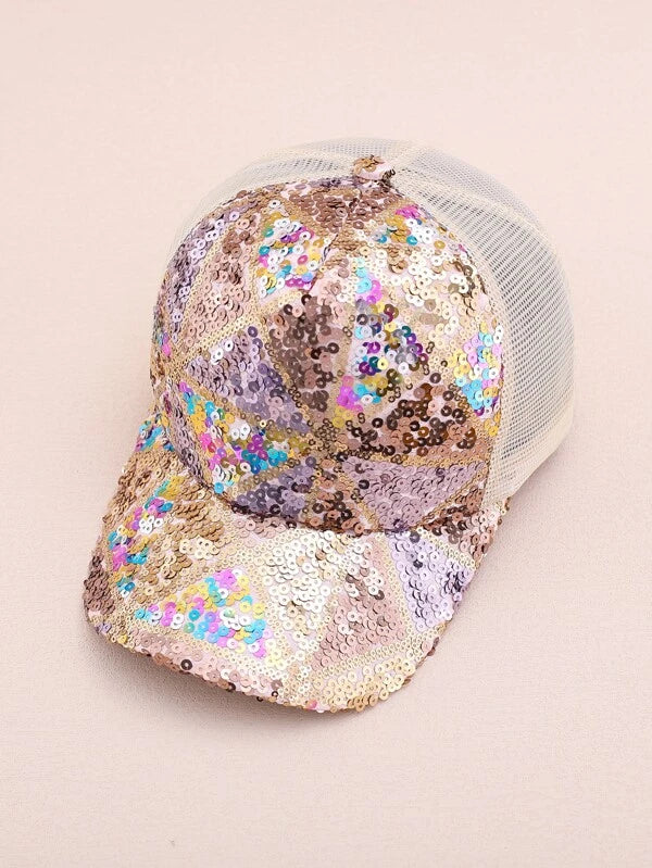 Multicolored Sequin Mesh Hat