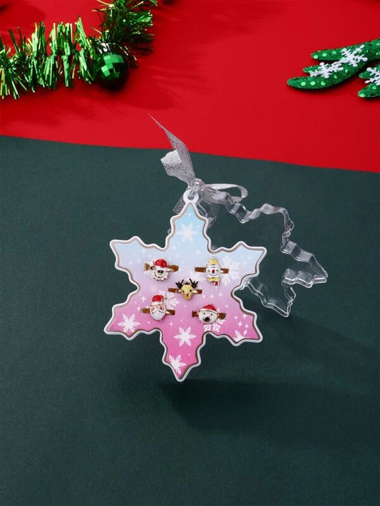 Christmas Ring Set - in a Snowflake Holder