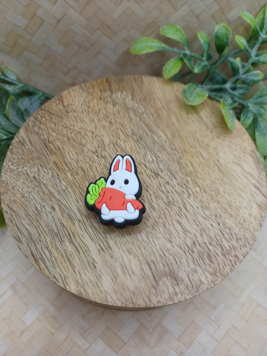 Bunny Holding a Carrot Shoe Charm Accessory