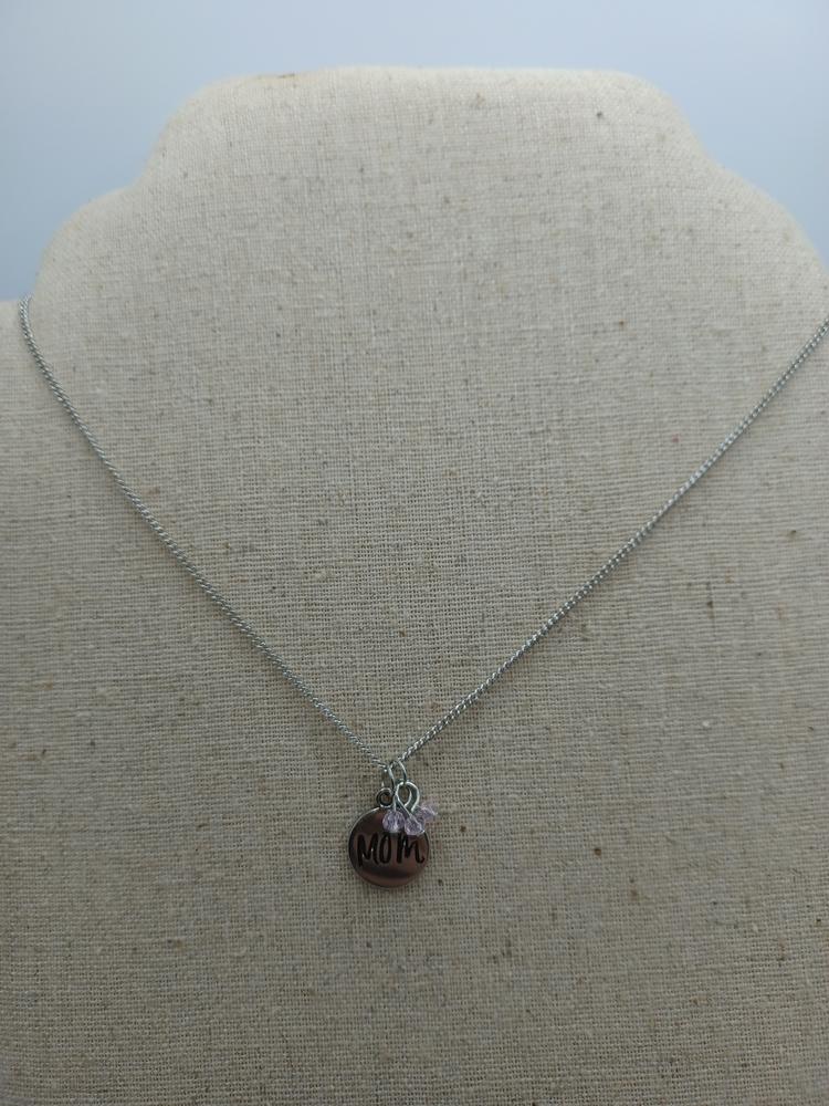Mom Necklace with Pink Beads
