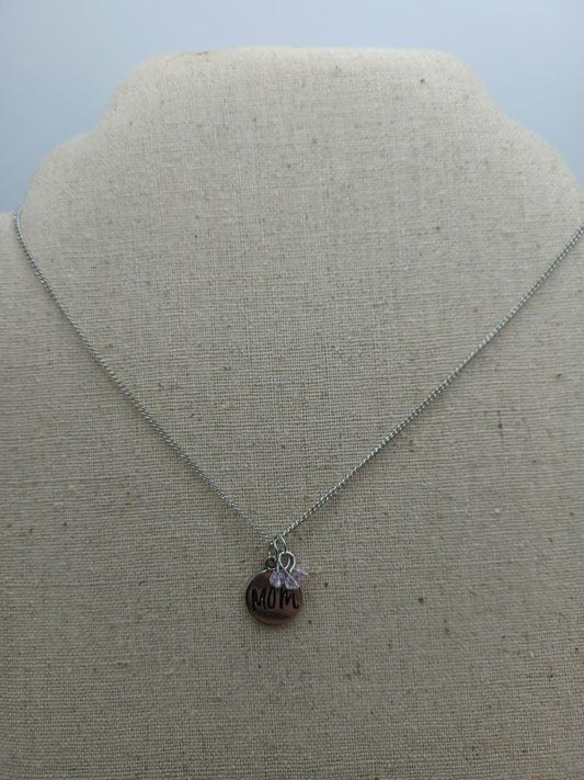 Mom Necklace with Pink Beads