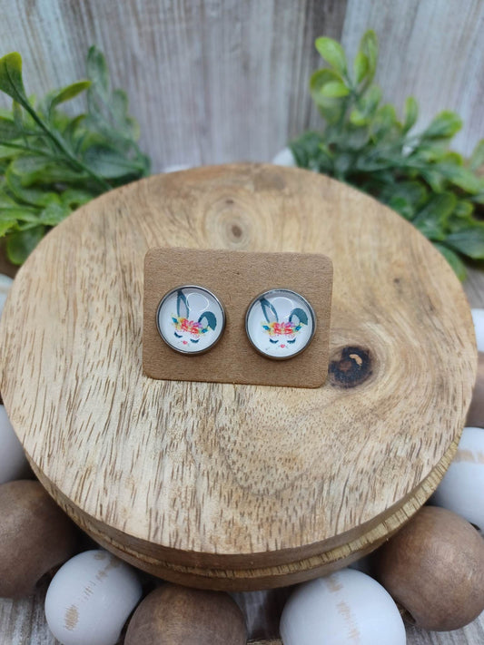 Sleeping Floral Bunny Earrings