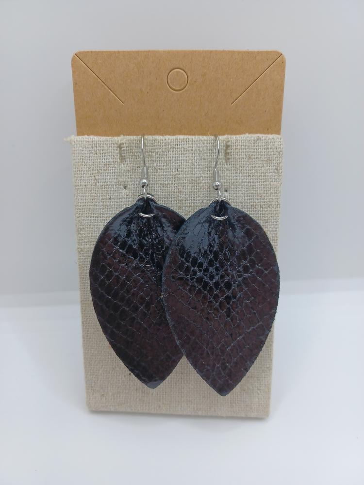 Leather Style Reverse Teardrop Earrings