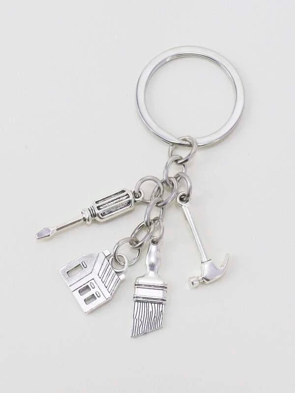 Hammer, Screwdriver, Paintbrush, House Keychain