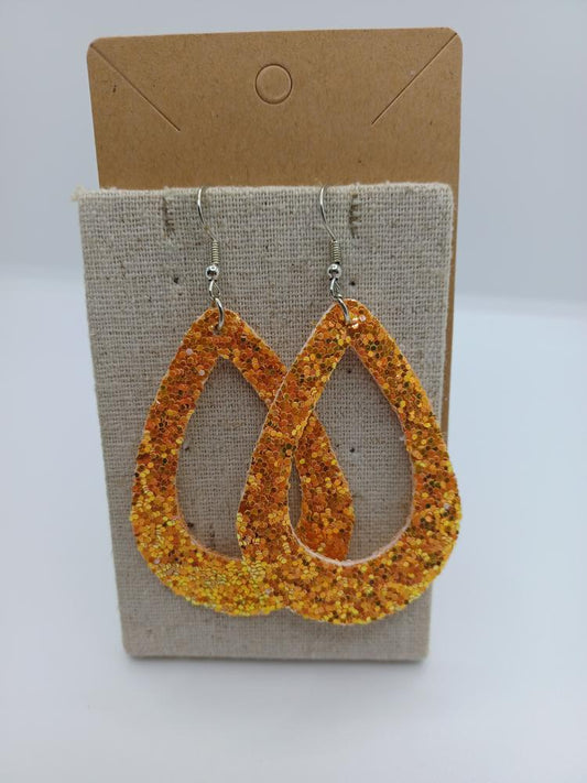 Orange Glitter Earrings