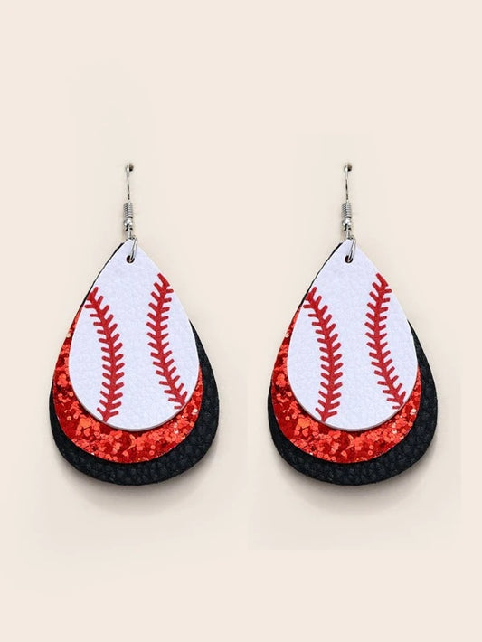Layered Baseball Leather Style Earrings
