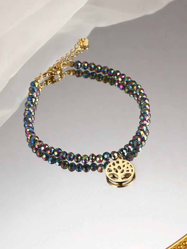 Oil Spill Beaded Tree of Life Bracelet/Anklet