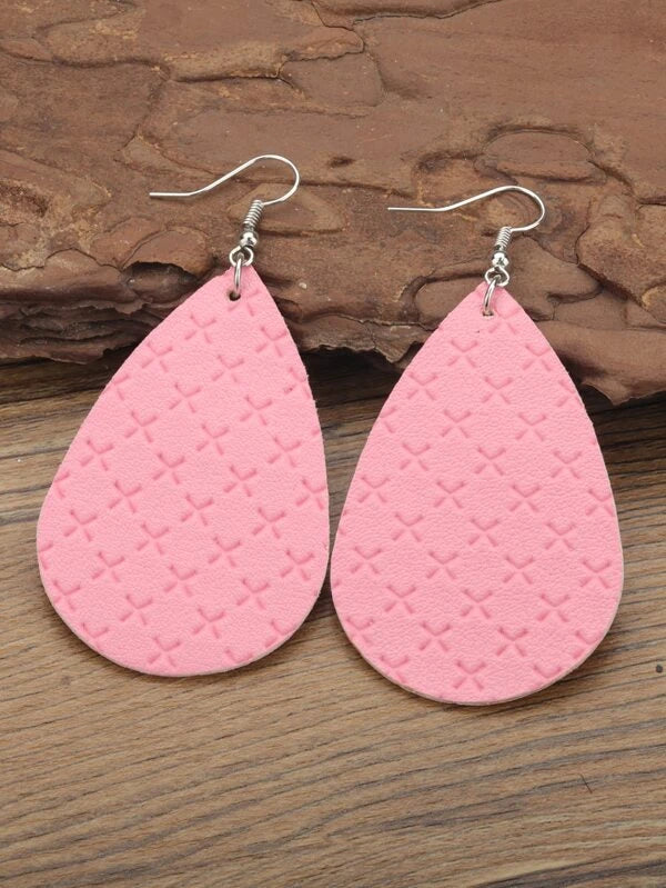 Leather Style Earrings with "X" Pattern