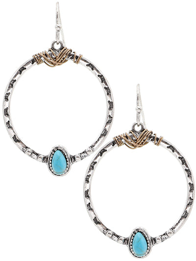 Silver Earring with Turquoise Beaded Detail