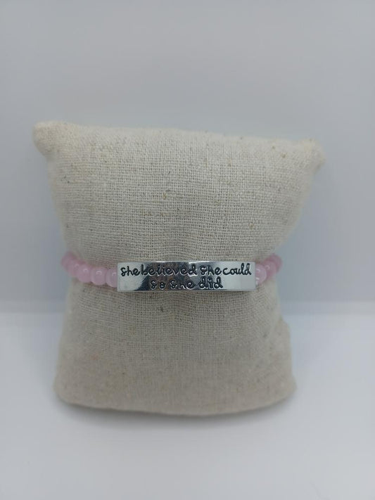 "She Believed She Could So She Did" Pink Bracelet