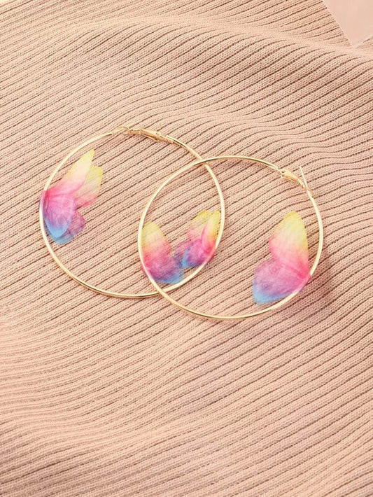 Gold Butterfly Hoops