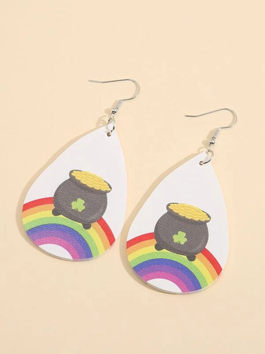 Jackpot Rainbow Leather Style Earrings