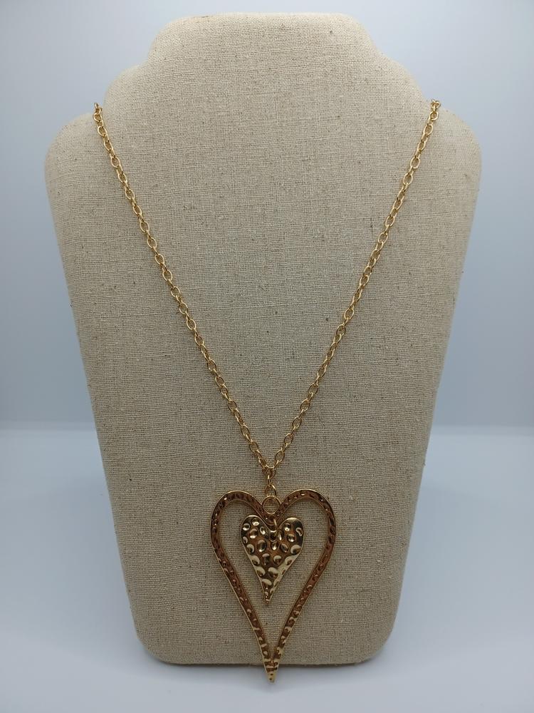 Gold Textured Heart Necklace