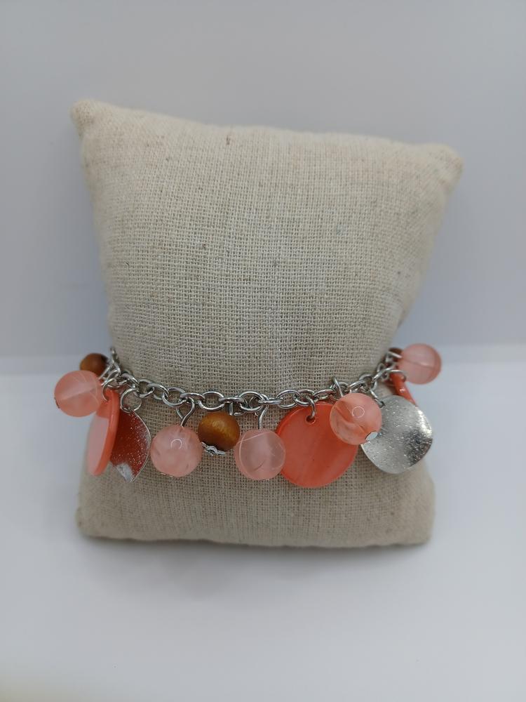 Coral Bracelet/Anklet w/ Wood Beading