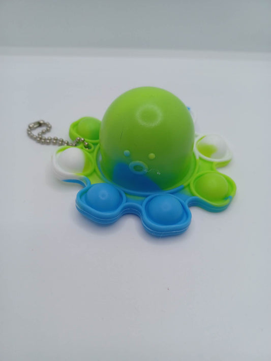 Green w/ Blue & White Octopus Pop-it Keychain