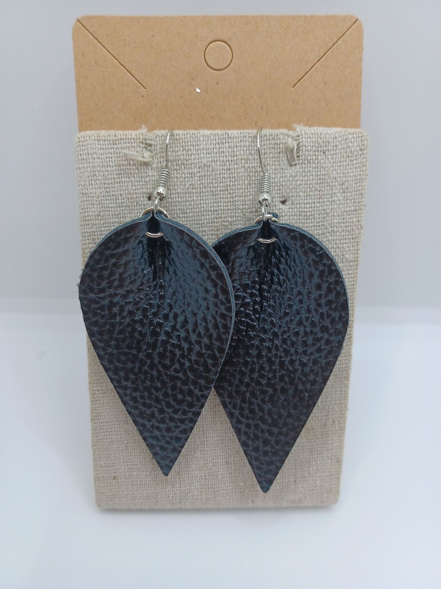Leather Style Reverse Teardrop Earrings