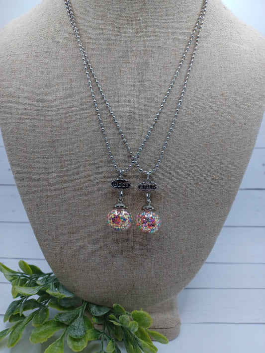 Silver Best Friends Necklace Set