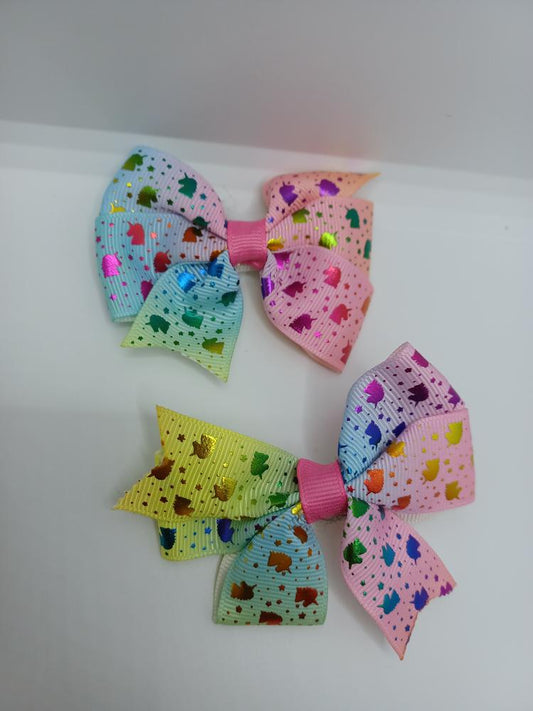 Unicorn Holographic and Pastel Bow Set