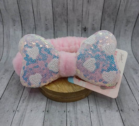 Light Pink Sequin Heart Spa Headband